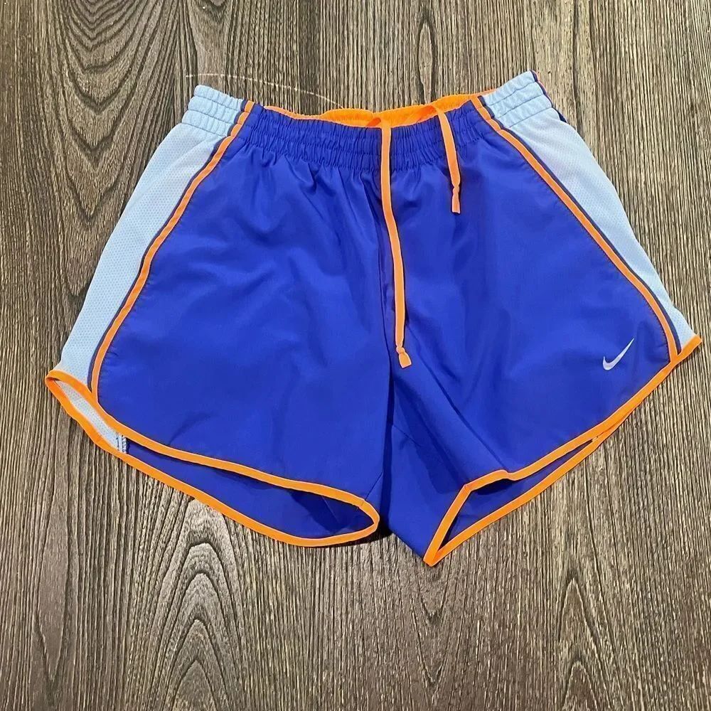 Nike Dri-Fit Running Shorts High-Rise Elastic Waist Pull-O Blue Orange Size S